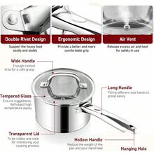 3 Quart Saucepan With Lid Set Stainl Steel Small Cooking Pot Induction Sauce Pan For Pasta Soup Ergonomic Handle And Triply Base Dishwasher  1 Pan - 1+1 & 2 Quarts - Xem 3