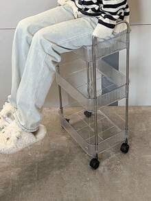 A Transparent 2/3/4/5-Layer Wheeled And Armrest-Equipped Small Trolley, Capable Of Multi-Level Storage And Organization Of Household Items And Miscellaneous Items Such As Snacks And Small Notebooks - Multicolor - View 10