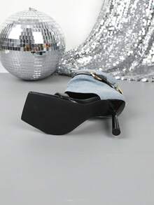 Women's Elegant Strap High Heel Sandals, Suitable For Commuting - Blue - View 4