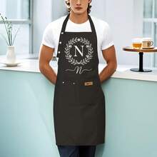 Funny Adjustable Black Chef Apron With Pockets - Heavy-Duty Kitchen Bib Apron For Men & Women, Unisex Cooking, BBQ, Grilling, Baking - Ideal Gift For Christmas, Father'S Day, Birthday, Anniversary - Durable & Easy-Clean With Adjustable Waist & Chest Pockets, Stylish Chef Design For Home Cooks & Professional Chefs - Perfect For Cooking, Grilling And Baking - Fun And Functional With Golden-Toned Hardware, Ideal For Casual Or Formal Use - Great Gift For Culinary Enthusiasts, Personalised - 黑色 - 查看 7