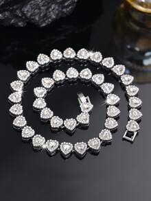 kuuioe 1 件嘻哈圆形水钻时尚闪亮中性链式项链、派对和日常佩戴项链和手链 - 鏈條 - 查看 10