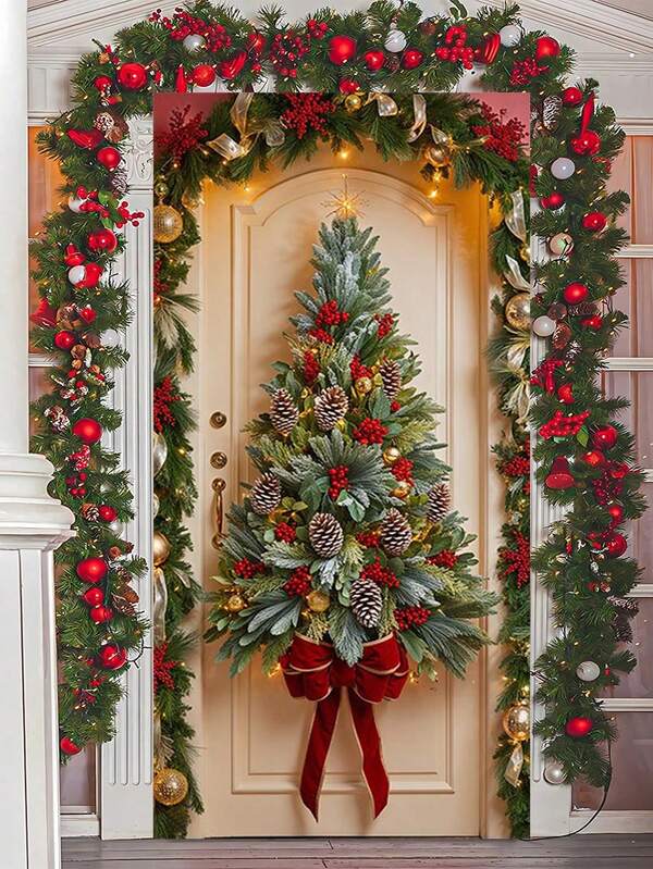 Guirlanda de Natal versátil - Faixa de porta de poliéster vibrante para Natal, Halloween e muito mais - Fácil de pendurar, sem necessidade de energia, perfeita para festas e comemorações, ideal para o Natal, perfeita para o Dia de Ação de Graças