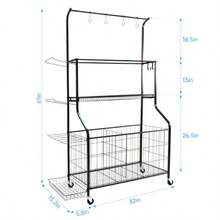 Sport Euipment Storage Garage Sports Equipment Organizer Ball Storage Rack For Sport Gear Rolling Sports Ball Storage Cart With Wheels Indoor/Outdoor - As Pic - View 7