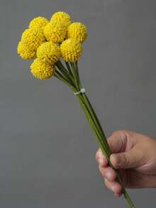 1 Bouquet 9 Heads Golden Ball Mallet Flower Drum Mallet Chrysanthemum Golden Rod Ball Artificial Flower Bouquet, Home Decor, Tabletop, Coffee Table Ornament - Multicolor - View 10