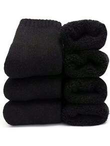 5 Pairs Men's Warm Socks, Thermal Lined Winter Snow Socks, Thickened Fleece Anti-Odor, Soft Warm Wool Blend Thermal Boot Socks For Outdoor Work, Leisure, Gift For Husband, Father, Boyfriend. Thick Winter Outdoor Warm Socks, Soft And Thick Warm Classic Hiking Boots