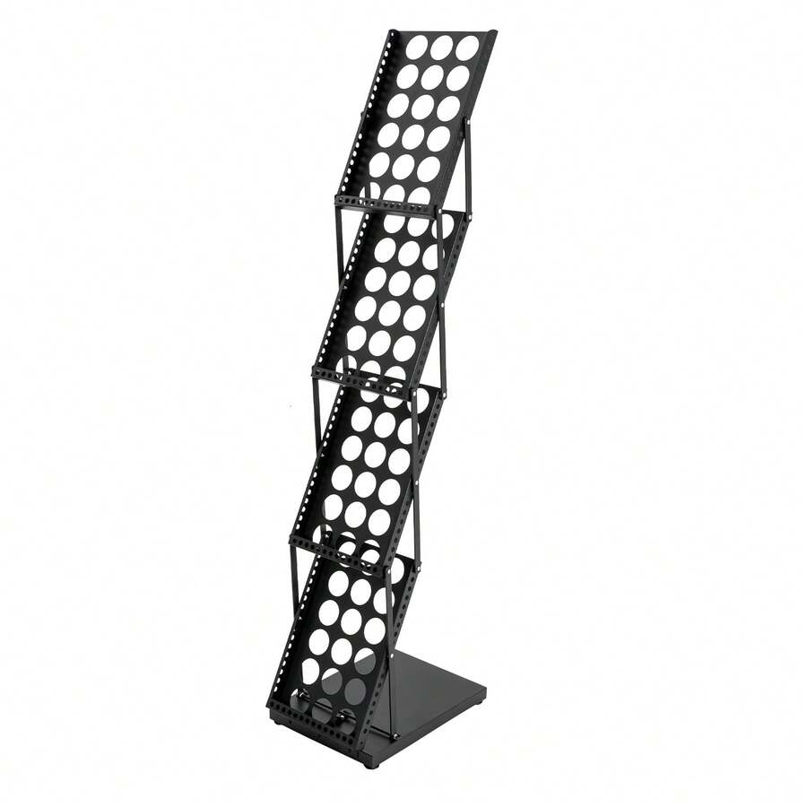 YUNRUX Foldable Brochure Stand & Displays Magazine Rack Office Shelves Catalog Literature Stand For Office And Trade Fair - 黑色 - 查看 1