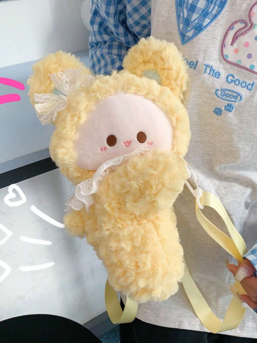 Cute Cat, Penguin, Rabbit Plush Backpack, Cat, Penguin, Rabbit Slouch Small Backpack, Girl Casual Phone Coin Purse, Unique Cartoon Shoulder Crossbody Bag