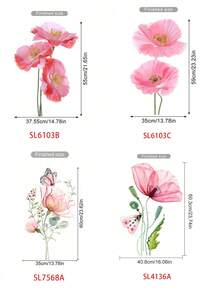 SURELIFE 一套粉色罂粟花和银莲花墙贴，家居装饰，适合女孩卧室、客厅，可移除，乙烯基贴纸，家居装饰，春季装饰，焕新家居，节日装饰贴纸，生日毕业礼物 - 淺粉色 - 查看 5