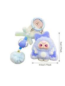 1pc Cute Cartoon 3D Flocked Keychain, Decorative Pendant Keychain, Cartoon Backpack Charm, Car Keychain, Bag Charm, Birthday Gift, Party Favor, Friend Gift, Cartoon Keychain, Small Pendant
