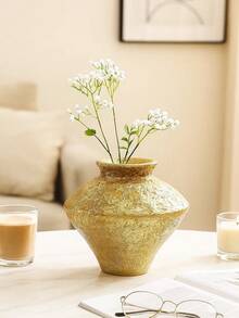 1pc Vintage Tin-Shaped Resin Handmade Decorative Vase, Antique Gold Color, Suitable For Home, Party And Floral Decor, Christmas Gift, Home Decor, Room Decor, Glass Vase - Multicolor - View 7