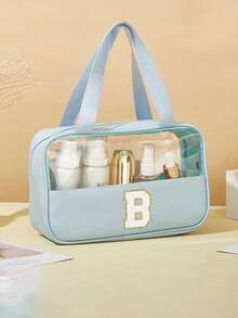 Transparent PVC Toiletry Bag,Letters Makeup Bag,Waterproof Travel Toiletry Bag,Letter Zipper Waterproof Makeup Storage Bag,Cosmetic Organizer Bag, Portable Cosmetic Travel Bag,With Handy Handle,For Travel Toiletries Accessories,Travel Essentials, Cruise Essentials, Travel Accessories, Bathroom Storage, Jewelry Storage, Lip Polish Storage, Nail Polish Storage, Easter Gift, Bridesmaid Gift, Mother's Day Gift,Gifts For Women Wash Bag For Bathroom Large Capacity For Men For Women