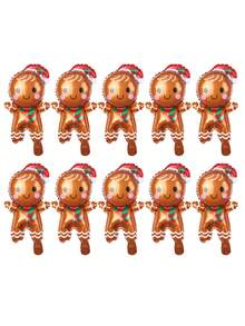 10 baloane folie mini Omuleț de turtă dulce de 40 cm, decorațiuni de petrecere Moș Crăciun, recuzită decorativă de Crăciun