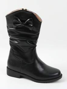 Girls Black Boots, Children's Boots, High Top Children's Winter Boots, Flat Boots For Little Girls - Black - View 5