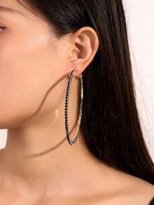 Rhinestone Decor Hoop Earrings