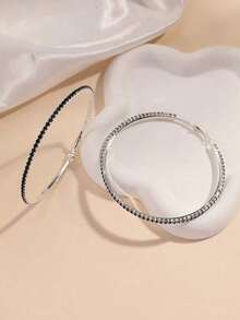 Rhinestone Decor Hoop Earrings