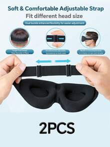 2pcs Side Sleeping Eye Mask, Fully Blackout 3D Sleep Eye Mask, Soft Breathable Unisex Eye Mask, Relaxing Zero Pressure Night Eye Mask, Gift For Partner, Parents, Friends - Multicolor - View 10