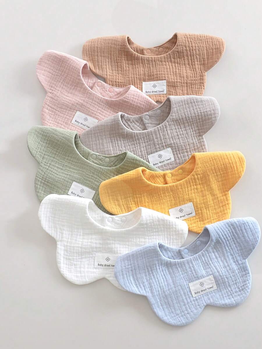 Bộ 3/5 chiếc yếm vải cotton muslin trơn màu ngẫu nhiên cho trẻ sơ sinh - Nhiều màu - Xem 1