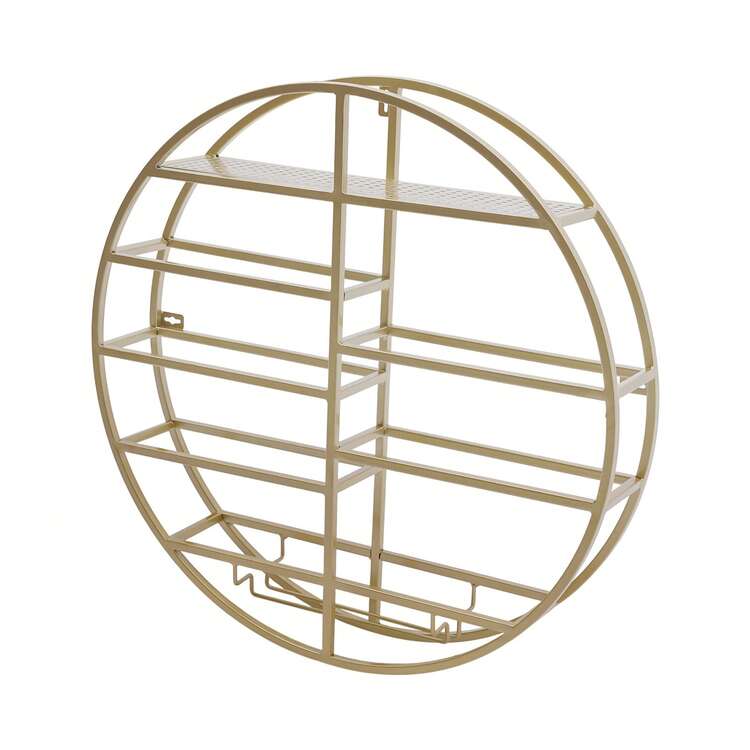 LianDu-US Gold Round Wine Rack, Wall Mounted Wine Display Rack, Wine Shelf With Glass Holder And 4 Expansion Screws For Living Rooms, Restaurants, Offices, Corridors, 23.62*4.33in - 金色 - 查看 8
