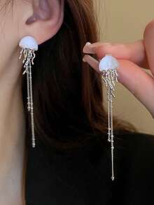 Luminous Jellyfish Tassel Earrings, Luxury Niche Design Earrings, Sweet & Cool Style Earrings For Women