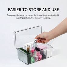 1 hộp đựng mỹ phẩm trong suốt, hộp đựng bộ dụng cụ nối mi, dung tích lớn với nhiều ngăn, thiết kế chống bụi có nắp, có thể đựng đồ dùng cho lông mi, dụng cụ trang điểm, trang sức, làm móng, trang điểm, son môi (vui lòng ghi chú kích thước), thích hợp cho salon chuyên nghiệp và sử dụng tại nhà để bàn - Nhiều màu - Xem 2