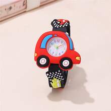 Cute Car Pattern Silicone Strap Quartz Children Cartoon Watch - Black - View 5