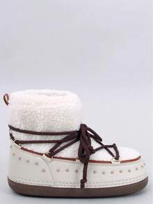 Botas de invierno cómodas con tachuelas decorativas y forro esponjoso. - Beis - Ver 6