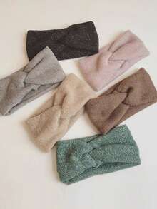 1pc Unisex Knitted Embroidered Solid Color Criss-Cross Fashion Headband, Elegant Street Style Hair Accessory, Bohemian Women Bandanas Women Hair Accessories Elegant Hair Band - Multicolor - View 4