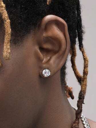 1对男士欧美嘻哈风格磁性耳环，简单方便的日常配饰