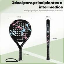 Camewin Palas de Pádel con Fundas,1 Raquetas y 1 Muñequeras, 2 Grips, Kit de Raquetas para Pádel Fabricadas 100% Fibra de Carbono y Núcleo de Espuma Flexible de Memoria EVA - blanco - Ver 6