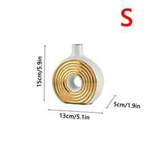 1PC Ceramic Circle Vase, Electroplated Black Gold Vase Creative Home Decoration Ornament, Suitable For Luxury Living Room, Dining Table, Office Desktop Flower Arrangement Vase, Centerpieces, Wedding Decoration Art Platinum Flower Vase Room Decor Glass Vase