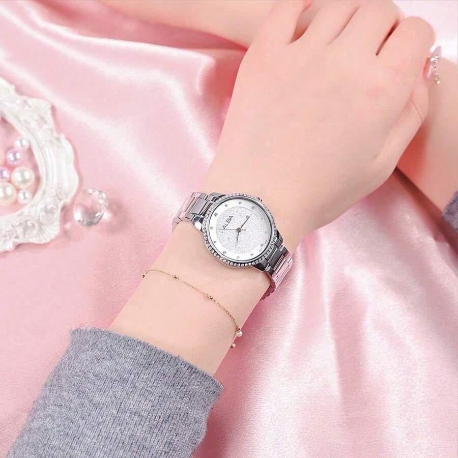 Seiko 女款石英鑲鑽手錶 休閒簡約夏季款 水晶玻璃錶盤 - 白色 - 查看 1