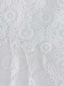 婴儿/女婴0-2岁白色洗礼礼服，蕾丝薄纱派对礼服 - 白色 - 查看 5