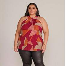 Regata Feminina Plus Size Estampada – Conforto e Estilo em Uma Peça - Multicolorido - Visão 2