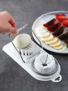 1 件套二合一鸡蛋切片机和鸡蛋切割器套装，手动不锈钢丝鸡蛋切割器，带坚固塑料底座，用于切鸡蛋的厨房工具，易于清洁，节省时间，适用于厨房、食物准备，是送给家庭厨师、家庭主妇、厨师、生日、母亲节、圣诞节、美食爱好者的完美礼物