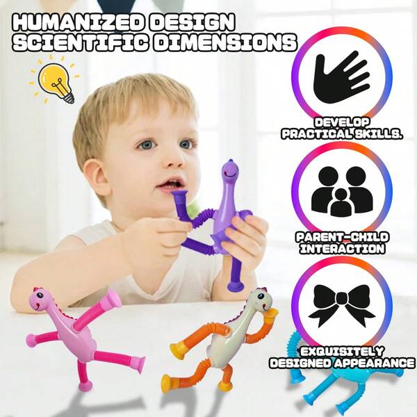 Children Suction Cup Giraffe Toys Pop Tubes Stress Relief Telescopic Giraffe Toy Sensory Bellows Toys Anti-Stress Squeeze Toy