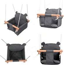 Columpio para Bebé de Lona con Cinturón de , Cojíníble y Soporte de Madera, Uso Interior y Exterior, Hamaca Portátil para Niños de 6 Meses a 3 Años, para Casa, Patio y Jardín - 1 - Ver 6