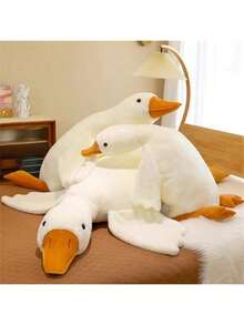 柔软白鹅毛绒玩具可爱毛绒填充动物大白鹅鸭子毛绒枕头腰背房间床头装饰生日礼物圣诞礼物感恩节礼物送孩子情人节礼物送女友