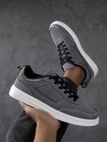 2025 New Men's Sports Shoes Men's Fashion Handsome Casual Shoes Lace Up Men's Shoes Skateboarding Shoes Men's Board Shoes Personalized Street Men's Shoes - Dark Grey - View 2