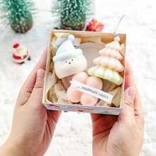 1pc Macaron Color Aromatherapy Candle Gift Box Christmas Eve Souvenir Christmas Atmosphere Creative Ornaments, Christmas Decorations, Christmas Gifts