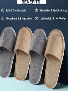 20Pairs/10pairs/5pairs/1pair Slippers Guest Slippers Travel Slippers For Women Travel Slipper For Men Reusable Slippers Business Trip Supplies Portable Slipper Universal Hotel Slippers Open And Closed Design For Hotel, Travel, Guests And Home