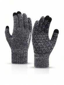 1 Paar berührungsempfindliche rutschfeste gestrickte Handschuhe, warm und schützend für Outdoor-Radfahren im Winter, einfarbig aus Polyester
