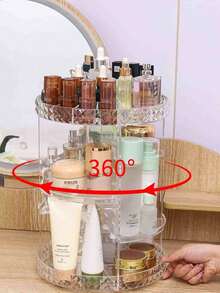 Organizador 360 de maquillaje giratorio, Soporte ajustable para almacenamiento de maquillaje,Transparente - Multicolor - Ver 3