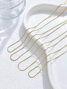 Mazuer 1pc Vintage Chic Romantic Stainless Steel 18K Gold Plated Geometric Chain Necklace, Jewelry Gift For Women, Suitable For St. Patrick's Day, Daily, Date, Christmas, Holiday Party