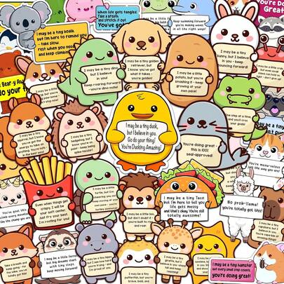 50PCS EmotionalSupport Animal Stickers – Affirmation Sticker Pack For Adults Cute Inspirational Buddies For Water Bottles, Laptops, Phones, Positive Quote Vinyl,Aesthetic Journaling Sticker Letters Junk Journal Scrapbook Supplies Kit Letter Stickers For Scrapbooking,Scrapbooking Supplies Journaling Laptop Water Bottle DIY Crafts Junk Journal