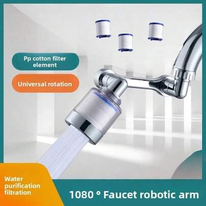 Filtro de agua de 3 capas para grifo, se ajusta a la mayoría de grifos, instalación sin herramientas, filtros de malla fina para impurezas, filtración duradera, diseño compacto, material, mejora la calidad del agua diaria, conveniente para múltiples escenarios