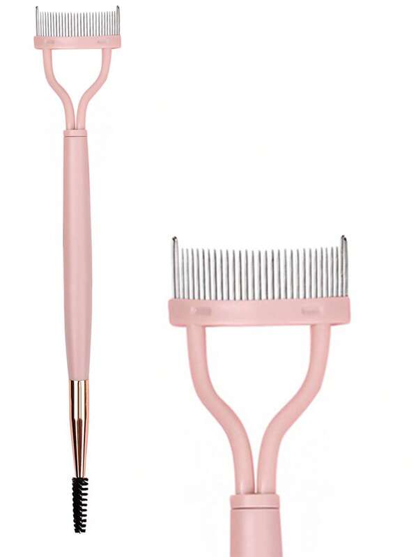 1PC Dusty Pinkdouble-Headed Eyelash Comb: One End Deeply Combs Mascara Clumps, The Other Grooms Small Areas Like Lash Ends And Lower Lashes-Full-Featured For Flawless Eye Makeup.