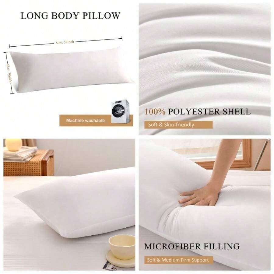 Soft Large Body Pillow Insert U2013 Long Sleeping Breathable Bed Pillow U2013 Full Body Pillow Insert - 20*54 Inch