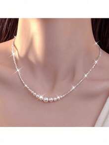 1 Simple Imitation Pearl Luxury Jewelry, Elegant Daily And Party Wear, Valentine's Day Gift For Girlfriend Or Girlfriend, Exquisite Beaded Design, Perfect Gift - 白色 - 查看 11