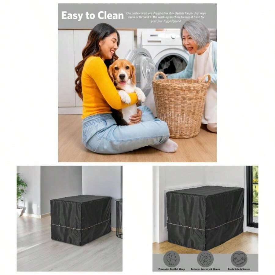 - Funda para Jaula de Perro de privacidad, se Adapta a Cajas de Perro, Lavar y secar a mquina - Negro + 76,2 cm - Ver 1