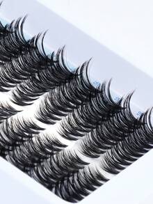 216/192 szt. puszystych, pojedynczych rzęs w kształcie litery D, kocie oko, do łączenia na lewą i prawą stronę, pojedyncze rzęsy 80/100D DIY, bardzo grube, naturalne, trwałe, ultralekkie, ultramiękkie, wielokrotnego użytku, zestaw do przedłużania rzęs, klej i uszczelniacz, pęseta do rzęs, szczoteczka do rzęs, odpowiednie dla początkujących, do użytku domowego, na co dzień, na imprezy, w podróży i na festiwale muzyczne